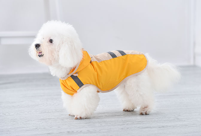 GA20R3 Hooded dog raincoat for small to large dogs reflective stripe