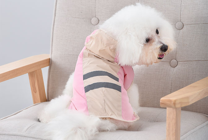 GA20R3 Hooded dog raincoat for small to large dogs reflective stripe